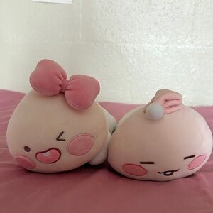 Cute Pink Peach Plush Pair - Soft Kawaii Plushies